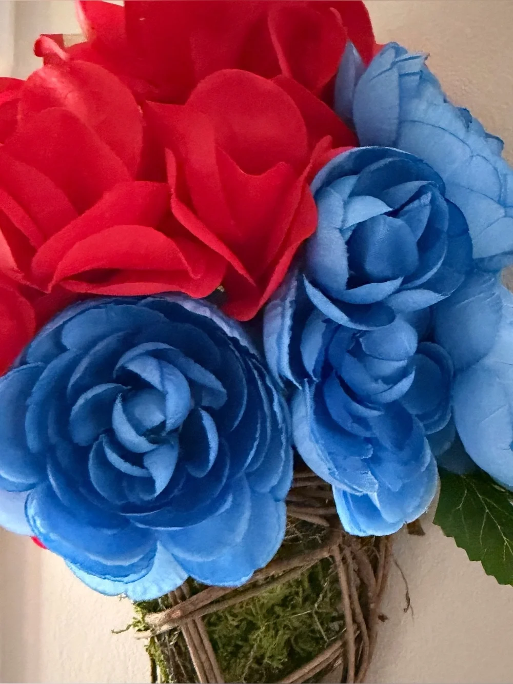 Patriotic Red, White & Blue Wall Floral Cone